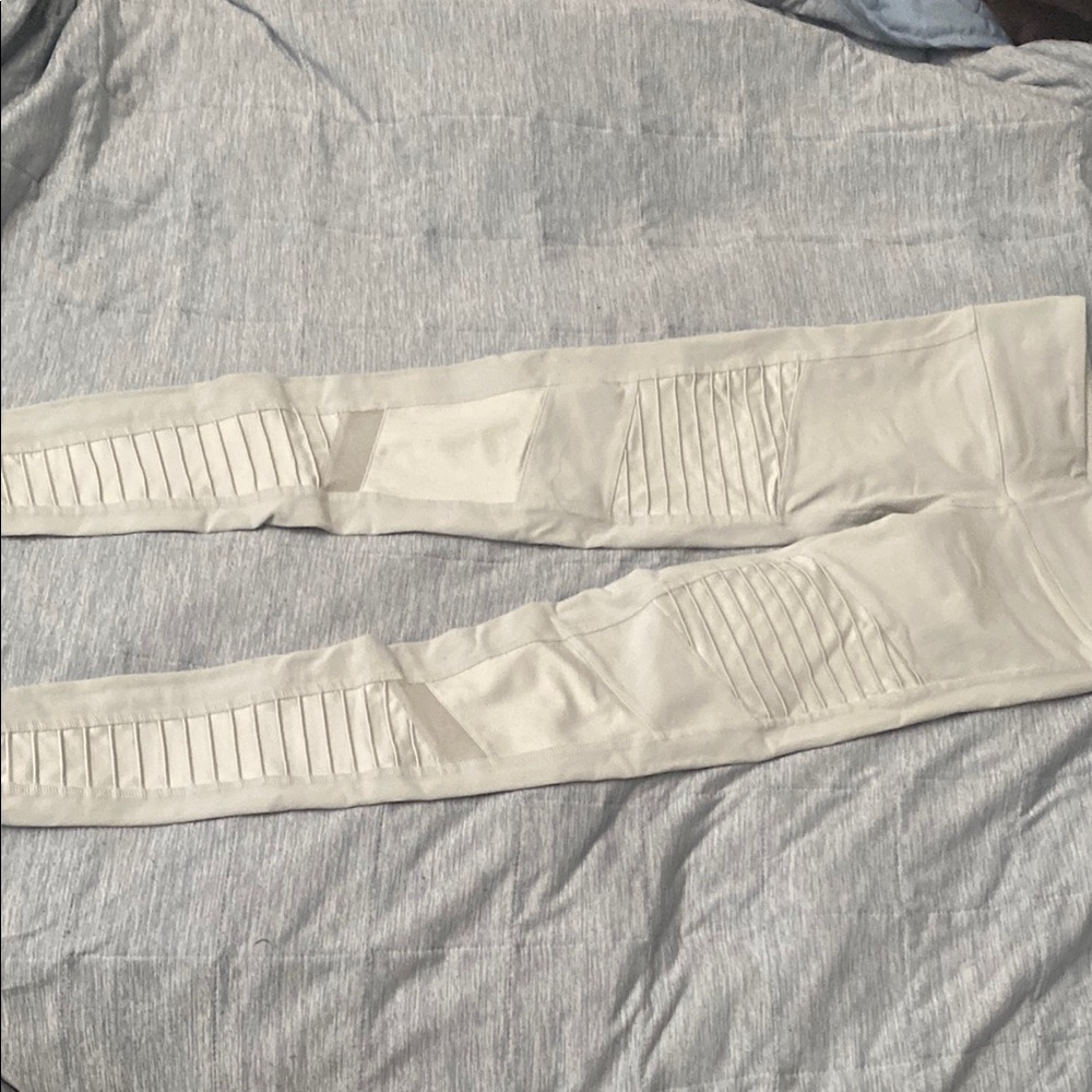 White Moto Leggings